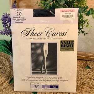 Sheer Caress, Navy pantyhose, size queen tall, NWT